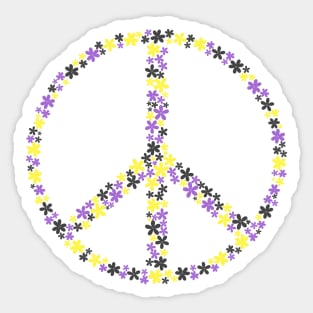 Floral Peace Sign - Discreet Nonbinary Pride Sticker